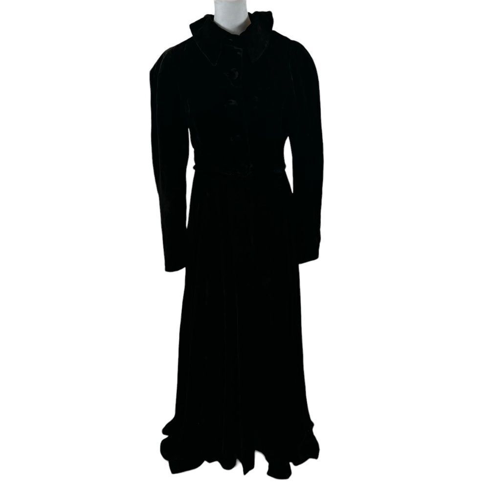 RARE Vintage 1940’s Black Velvet‎ Floor Length Opera Coat Size Small